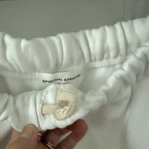 NWT Spiritual Gangster 100% Cotton White Joggers with Pink Retro Logo - Picture 6 of 8